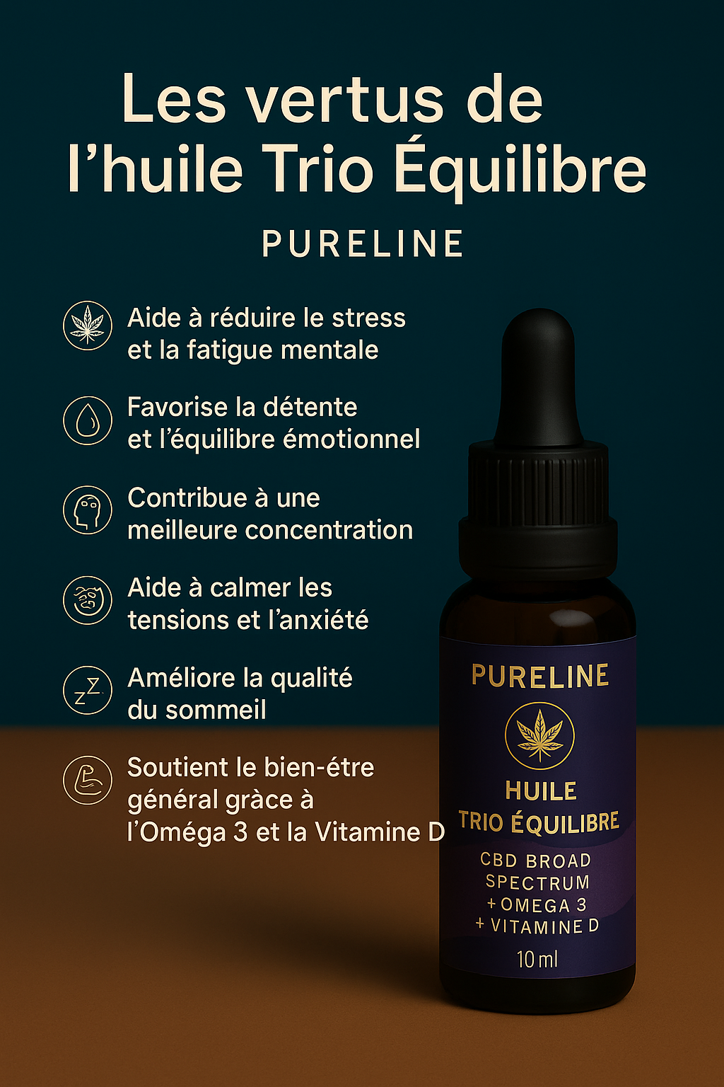 Huile Trio CBD - Omega 3 Vitamine D équilibre